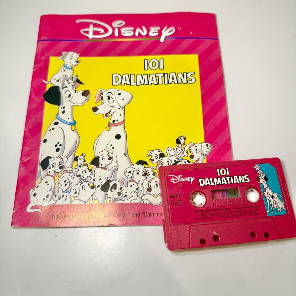 Disney 101 Dalmatians Book Musical Cassette Tape Classic Storybook Vintage 1982